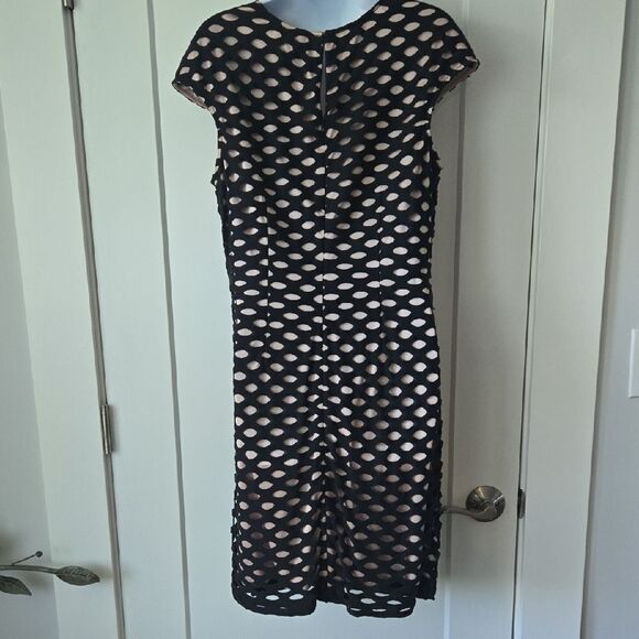 Marc New York Black & Cream Sheath Midi Dress with Flutter Cap Sleeves - Picture 4 of 4